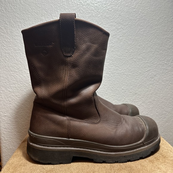 Wolverine‎ Men's Brown Leather Steel Toed Tall Boots Size 11M-#WO4664. Perfect - Picture 1 of 8